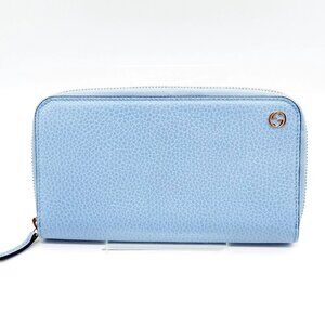 Authentic Gucci Long Wallet Blue Leather mn320-020626